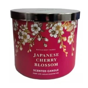 VELA TRES MECHAS. BATH & BODY WORKS, JAPANESE CHERRY BLOSSOM. 411 GR