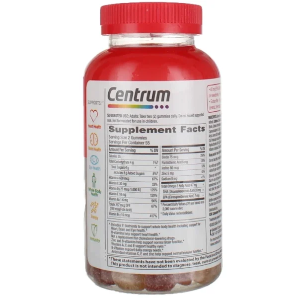 CENTRUM MULTI+OMEGA 3 DE DOBLE ACCION, MULTIVITAMINICO PARA ADULTO 110 GOMITAS - Imagen 2