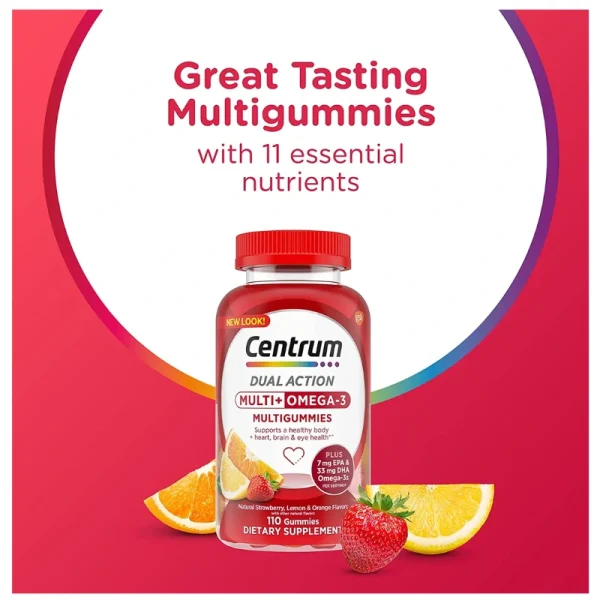 CENTRUM MULTI+OMEGA 3 DE DOBLE ACCION, MULTIVITAMINICO PARA ADULTO 110 GOMITAS - Imagen 3
