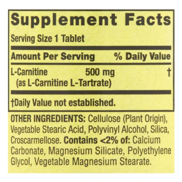 L-CARNITINE DE 500 MG, 30 CAPSULAS, SPRING VALLEY - Imagen 3