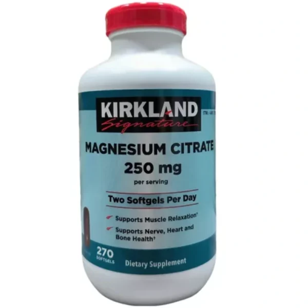 CITRATO DE MAGNESIO DE 250 MG, 270 CAPSULAS BLANDAS, KIRKLAND