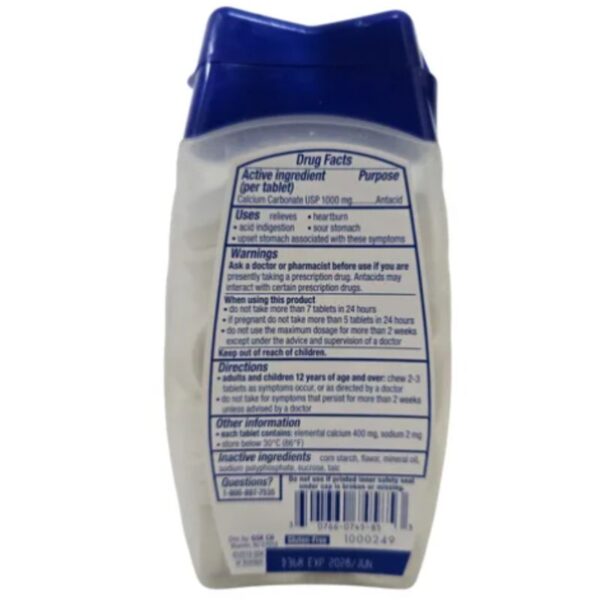 ANTIACIDO 1000 MG, 72 TABLETAS MASTICABLES. MENTA, TUMS - Imagen 2
