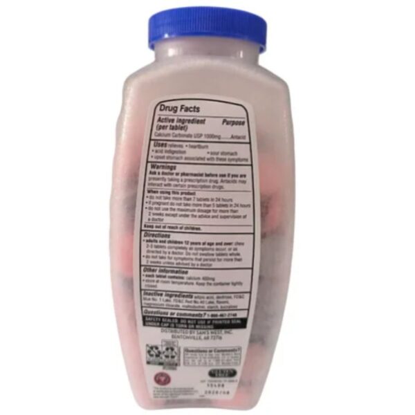 ANTIACIDO 1000 MG, 250 TABLETAS MASTICABLES. MEMBER´S MARK - Imagen 2