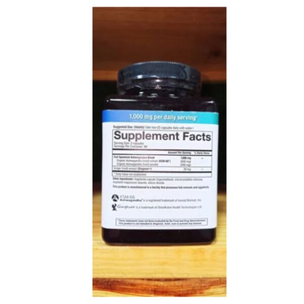 ASHWAGANDHA 1000 MG,180 CAPSULAS, YOUTHEORY - Imagen 2