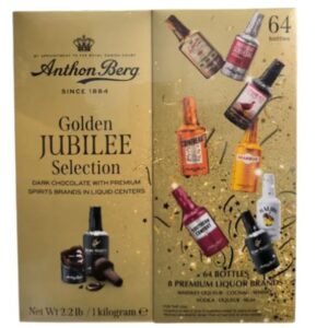 CHOCOLATE ANTHON BERG CON LICOR 64 BOTELLAS, IMPORTADO/ 1 KG