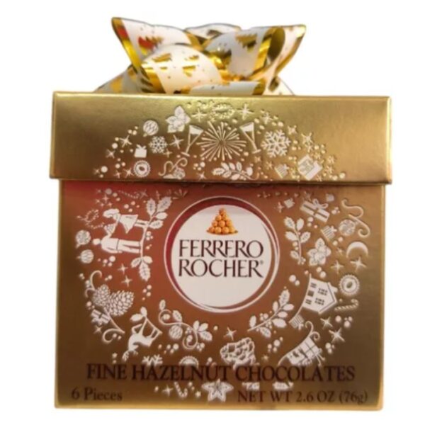FERRERO ROCHER, CAJA DE REGALO CON LAZO, 6 UNIDADES