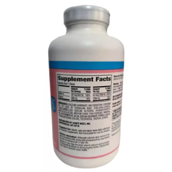 CALCIO DE 1200 MG+ D3. 500 TABLETAS, MEMBERS MARK - Imagen 2