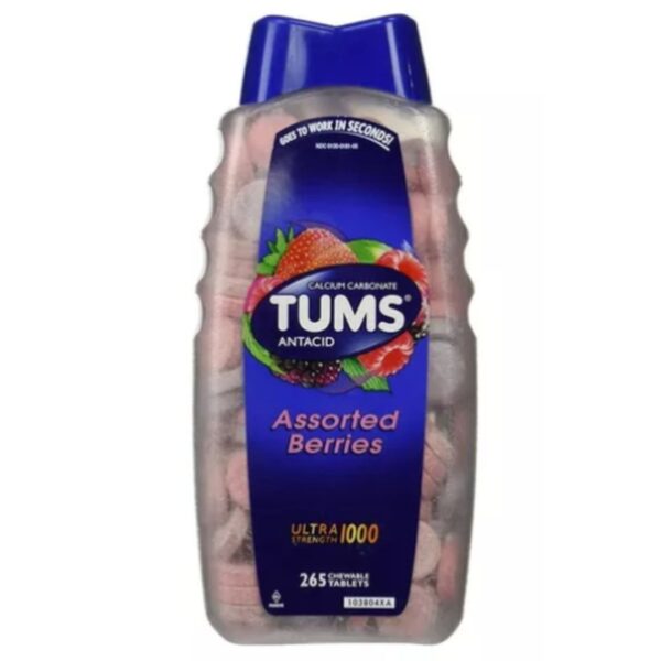 ANTIACIDO 1000 MG, 265 CAPSULAS MASTICABLES SABOR A FRESA, TUMS