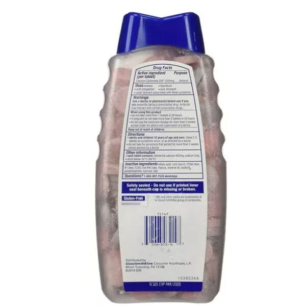 ANTIACIDO 1000 MG, 265 CAPSULAS MASTICABLES SABOR A FRESA, TUMS - Imagen 2