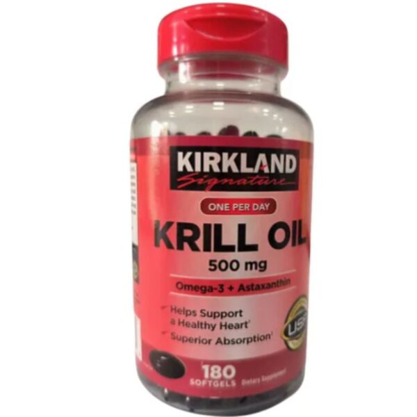 KRILL OIL, OMEGA 3CON ASTAXANTINA DE 500 MG, 180 CAPSULAS. KIRKLAND