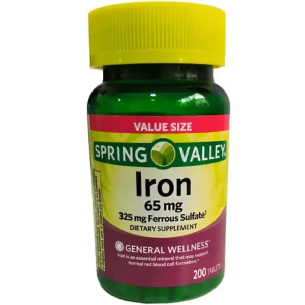 HIERRO/ IRON  DE 65 MG, 200 TABLETAS, SPRING VALLEY