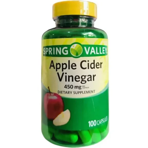 VINAGRE DE MANZANA DE 450 MG, 100 CAPSULAS, SPRING VALLEY