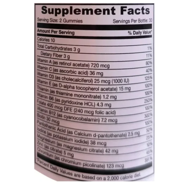 MULTIVITAMINICO P/ DIABETICO EN GOMITAS, SIN AZUCAR, 60 GOMITAS - Imagen 2