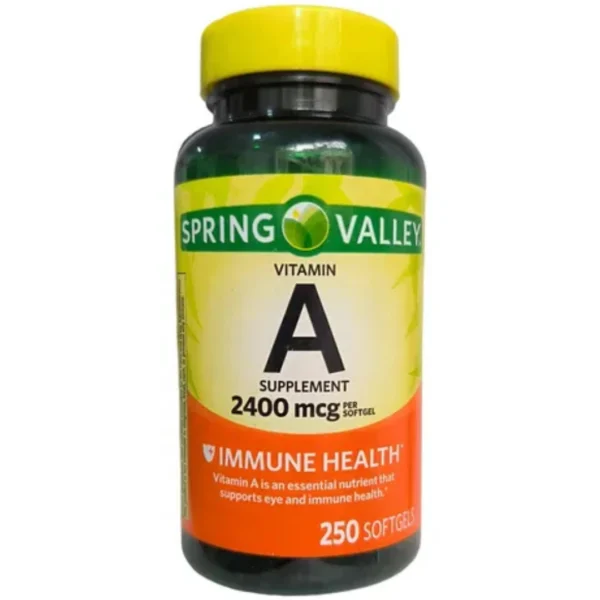 VITAMINA A DE 2400 MCG, 250 CAPSULAS BALNDAS, SPRING VALLEY