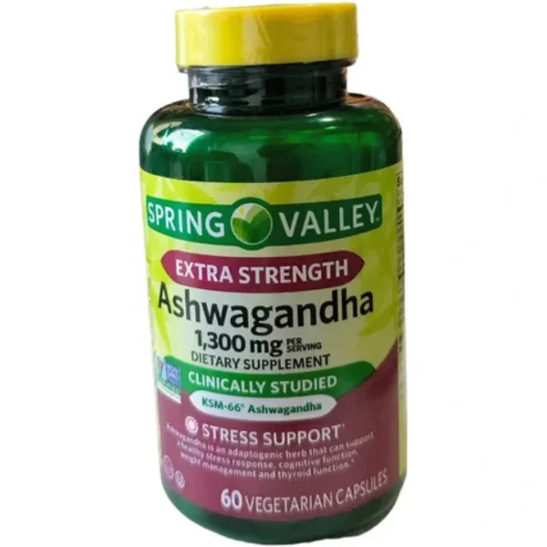 ASHWANGANDHA DE 1300 MG, 60 CAPSULAS, SPRING VALLEY