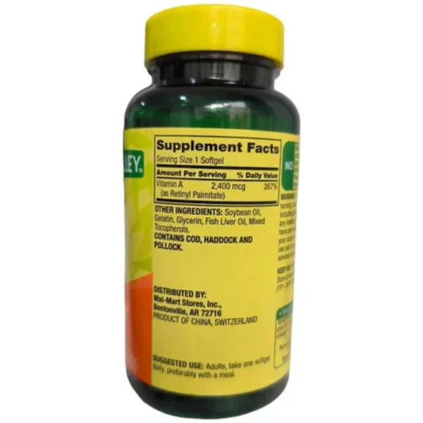 VITAMINA A DE 2400 MCG, 250 CAPSULAS BALNDAS, SPRING VALLEY - Imagen 2