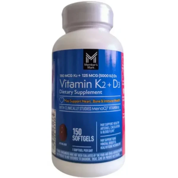 VITAMINA K2 +D3, 180 MCG K2 +125 MCG (5000IU) D3, 150 CAPSULAS MEMBER´S MARK