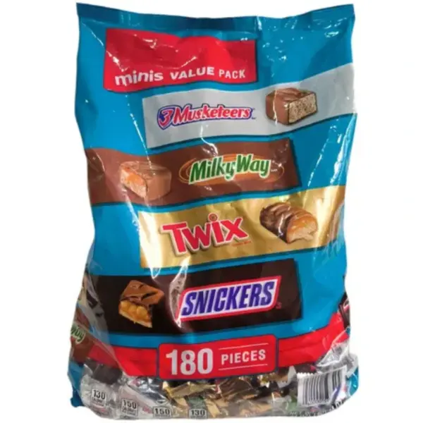 CHOCOLATE SNICKERS, TWIX, MILKYWAY Y MAS. PACK DE 180 PIEZAS